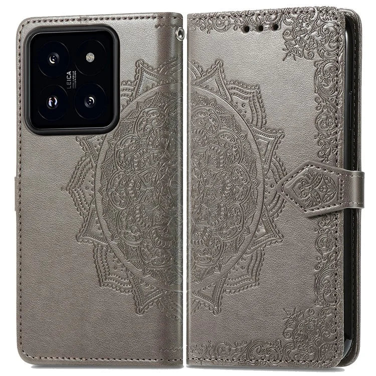 For Xiaomi 14T Case Mandala Embossed Design Leather Wallet Phone Cover
