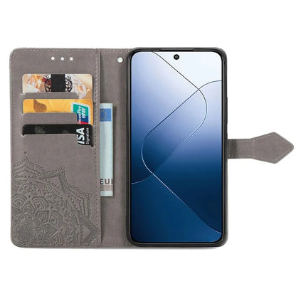 For Xiaomi 14T Case Mandala Embossed Design Leather Wallet Phone Cover