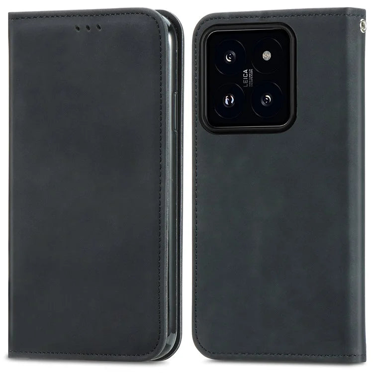 For Xiaomi 14T Case Skin Touch Feeling Leather Wallet Phone Cover Magnetic Absorption