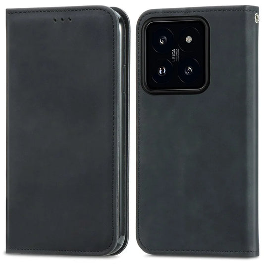 For Xiaomi 14T Case Skin Touch Feeling Leather Wallet Phone Cover Magnetic Absorption