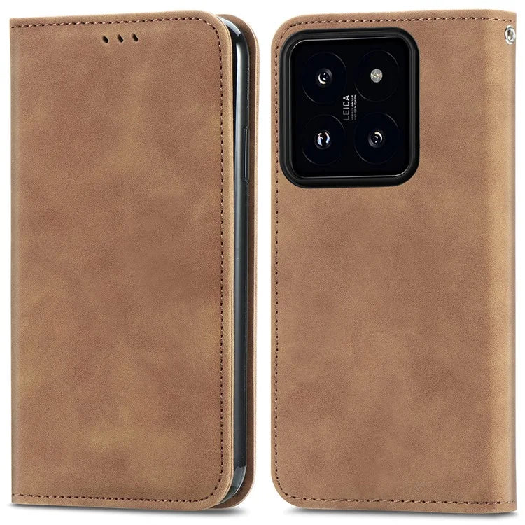 For Xiaomi 14T Case Skin Touch Feeling Leather Wallet Phone Cover Magnetic Absorption