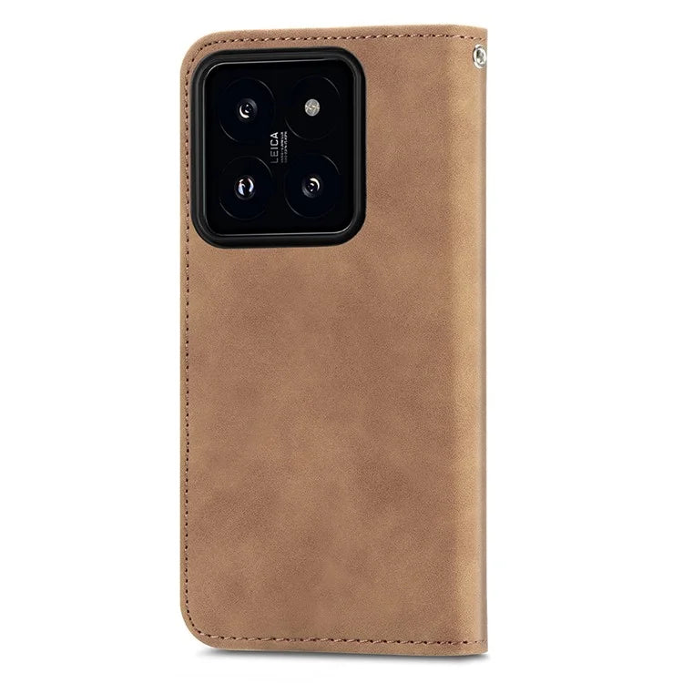 For Xiaomi 14T Case Skin Touch Feeling Leather Wallet Phone Cover Magnetic Absorption