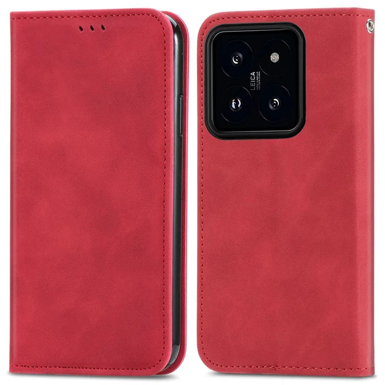 For Xiaomi 14T Case Skin Touch Feeling Leather Wallet Phone Cover Magnetic Absorption