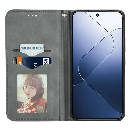 For Xiaomi 14T Case Skin Touch Feeling Leather Wallet Phone Cover Magnetic Absorption