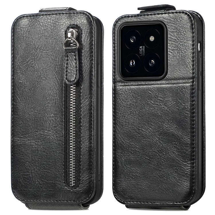 For Xiaomi 14T Case Zipper Wallet Phone Leather Cover Vertical Flip Closing