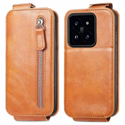 For Xiaomi 14T Case Zipper Wallet Phone Leather Cover Vertical Flip Closing