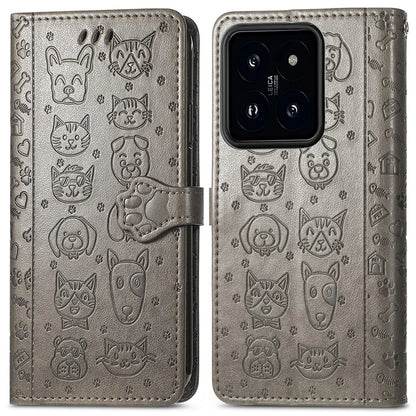 For Xiaomi 14T Case Leather Wallet Flip Phone Cover Cute Cat Dog Pattern