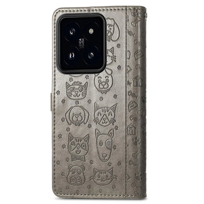 For Xiaomi 14T Case Leather Wallet Flip Phone Cover Cute Cat Dog Pattern