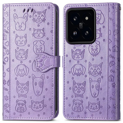 For Xiaomi 14T Case Leather Wallet Flip Phone Cover Cute Cat Dog Pattern