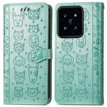 For Xiaomi 14T Case Leather Wallet Flip Phone Cover Cute Cat Dog Pattern