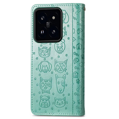 For Xiaomi 14T Case Leather Wallet Flip Phone Cover Cute Cat Dog Pattern