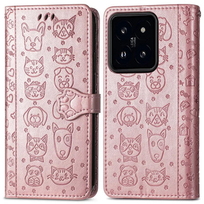 For Xiaomi 14T Case Leather Wallet Flip Phone Cover Cute Cat Dog Pattern