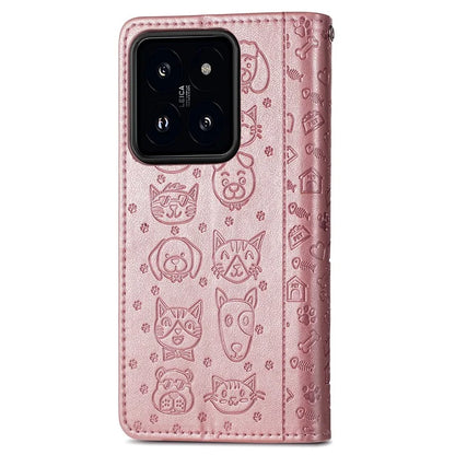 For Xiaomi 14T Case Leather Wallet Flip Phone Cover Cute Cat Dog Pattern