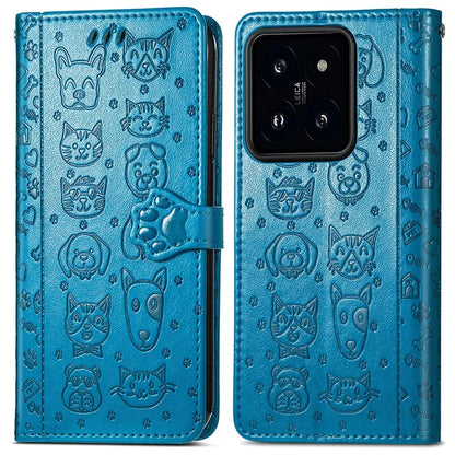 For Xiaomi 14T Case Leather Wallet Flip Phone Cover Cute Cat Dog Pattern