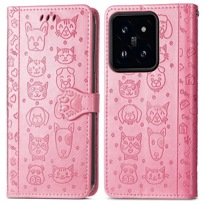 For Xiaomi 14T Case Leather Wallet Flip Phone Cover Cute Cat Dog Pattern
