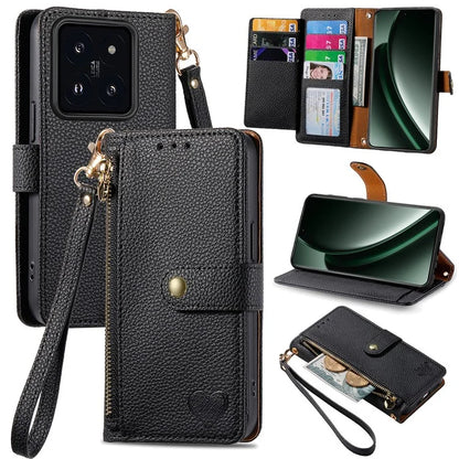 For Xiaomi 14T Case RFID Blocking Zipper Pocket Leather Wallet Phone Cover
