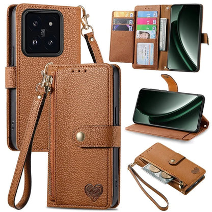 For Xiaomi 14T Case RFID Blocking Zipper Pocket Leather Wallet Phone Cover