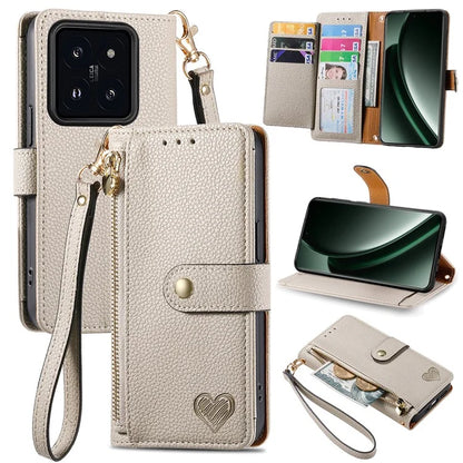 For Xiaomi 14T Case RFID Blocking Zipper Pocket Leather Wallet Phone Cover