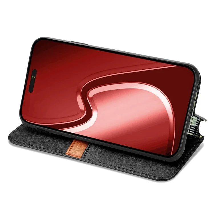 For iPhone 16 Pro Max Case Rhombus Imprint PU Leather Wallet Phone Cover