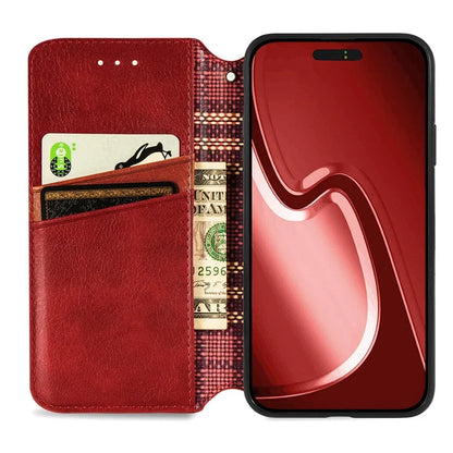 For iPhone 16 Pro Max Case Rhombus Imprint PU Leather Wallet Phone Cover