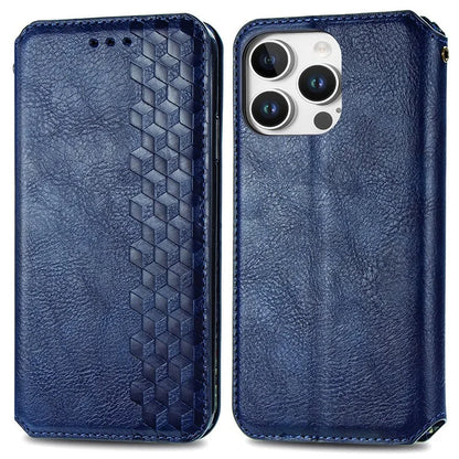 For iPhone 16 Pro Max Case Rhombus Imprint PU Leather Wallet Phone Cover