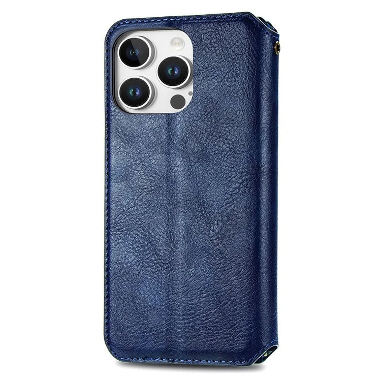 For iPhone 16 Pro Max Case Rhombus Imprint PU Leather Wallet Phone Cover