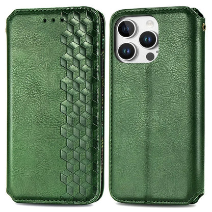 For iPhone 16 Pro Max Case Rhombus Imprint PU Leather Wallet Phone Cover