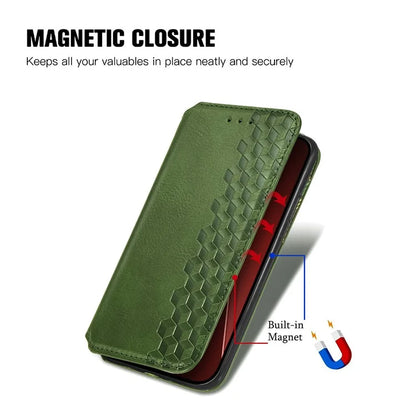 For iPhone 16 Pro Max Case Rhombus Imprint PU Leather Wallet Phone Cover