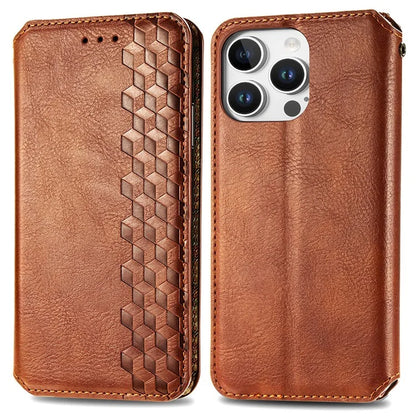 For iPhone 16 Pro Max Case Rhombus Imprint PU Leather Wallet Phone Cover