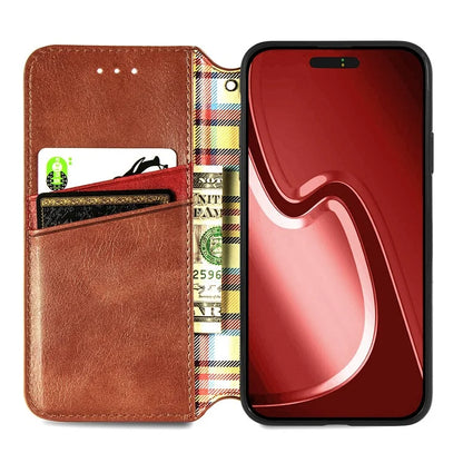 For iPhone 16 Pro Max Case Rhombus Imprint PU Leather Wallet Phone Cover
