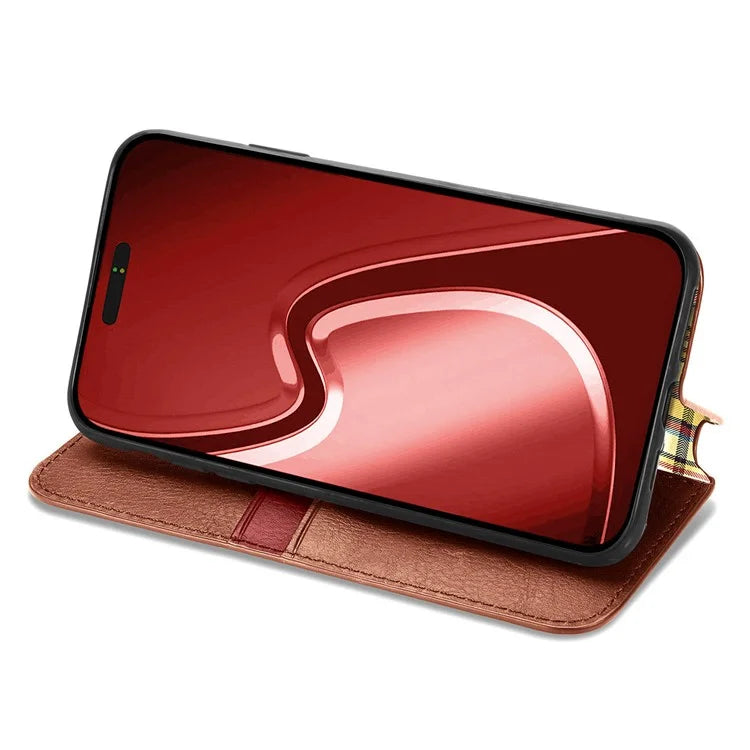 For iPhone 16 Pro Max Case Rhombus Imprint PU Leather Wallet Phone Cover