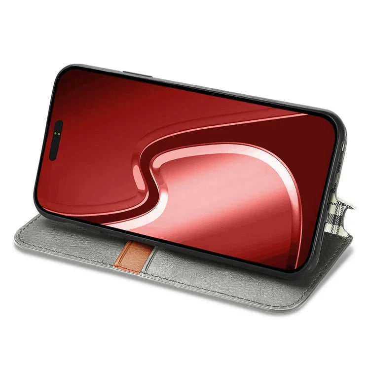 For iPhone 16 Pro Max Case Rhombus Imprint PU Leather Wallet Phone Cover