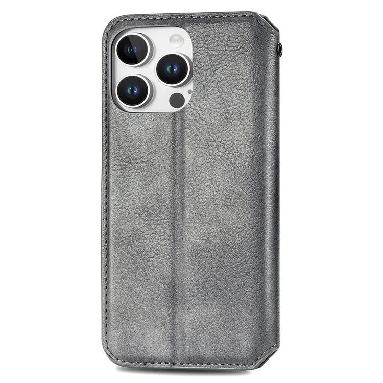 For iPhone 16 Pro Max Case Rhombus Imprint PU Leather Wallet Phone Cover