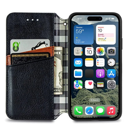 For iPhone 16 Plus Case Rhombus Imprint PU Leather Wallet Phone Cover