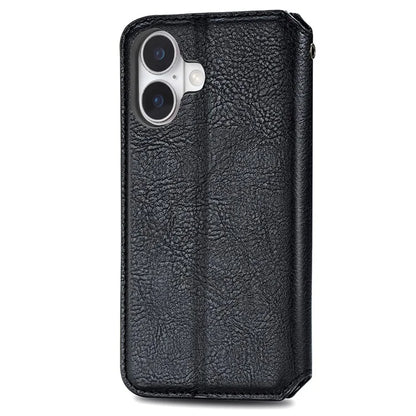 For iPhone 16 Plus Case Rhombus Imprint PU Leather Wallet Phone Cover