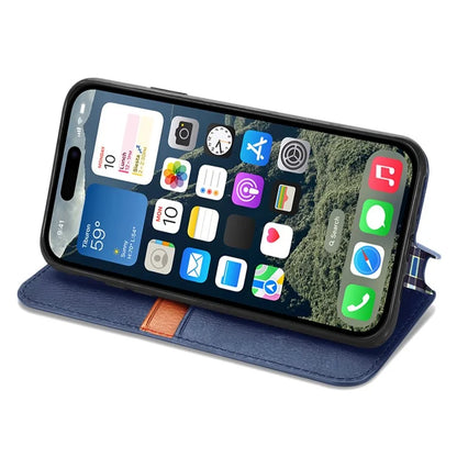 For iPhone 16 Plus Case Rhombus Imprint PU Leather Wallet Phone Cover