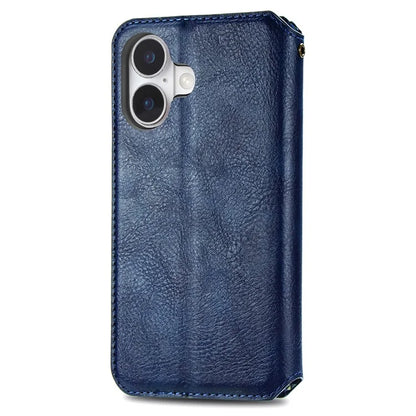 For iPhone 16 Plus Case Rhombus Imprint PU Leather Wallet Phone Cover