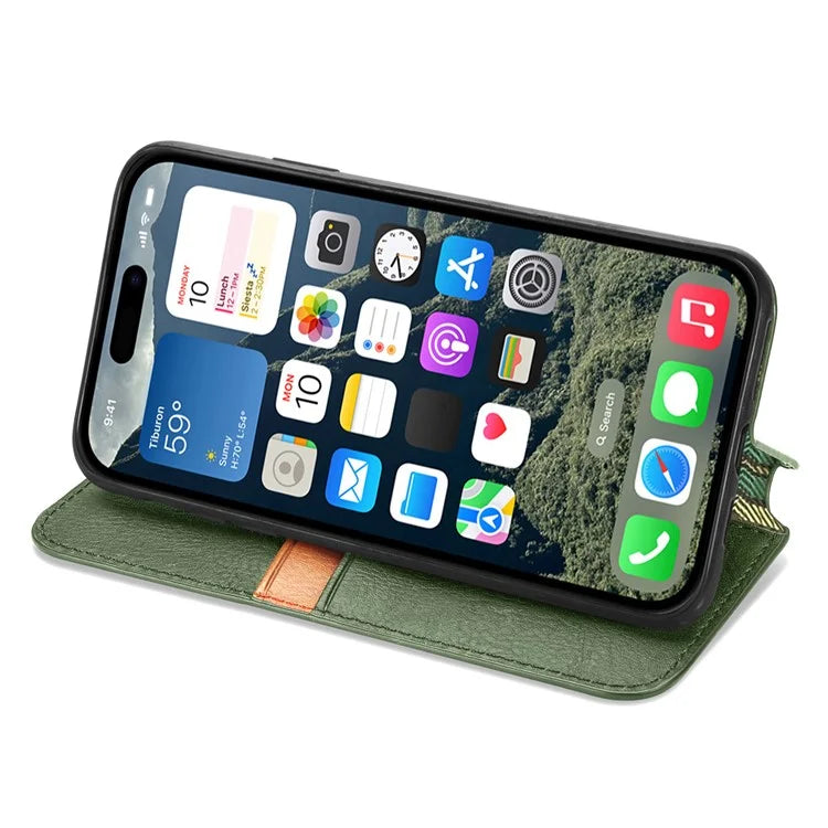 For iPhone 16 Plus Case Rhombus Imprint PU Leather Wallet Phone Cover