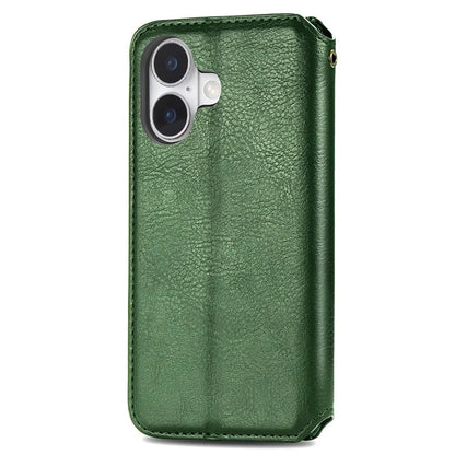For iPhone 16 Plus Case Rhombus Imprint PU Leather Wallet Phone Cover