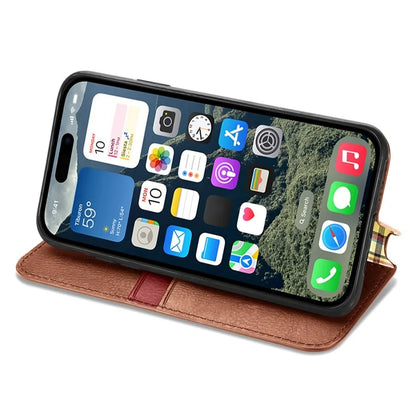 For iPhone 16 Plus Case Rhombus Imprint PU Leather Wallet Phone Cover