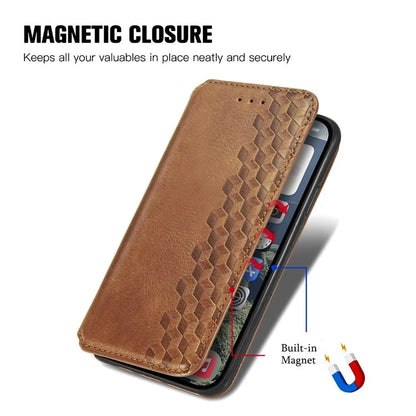 For iPhone 16 Plus Case Rhombus Imprint PU Leather Wallet Phone Cover