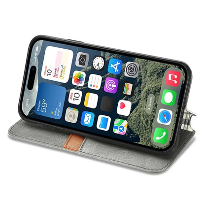 For iPhone 16 Plus Case Rhombus Imprint PU Leather Wallet Phone Cover