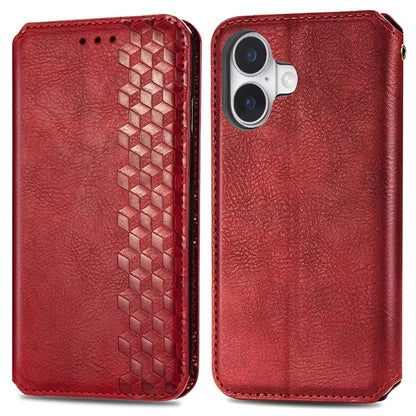 For iPhone 16 Case Rhombus Imprint PU Leather Wallet Phone Cover
