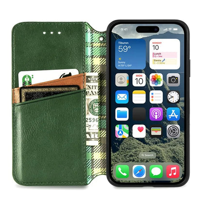 For iPhone 16 Case Rhombus Imprint PU Leather Wallet Phone Cover