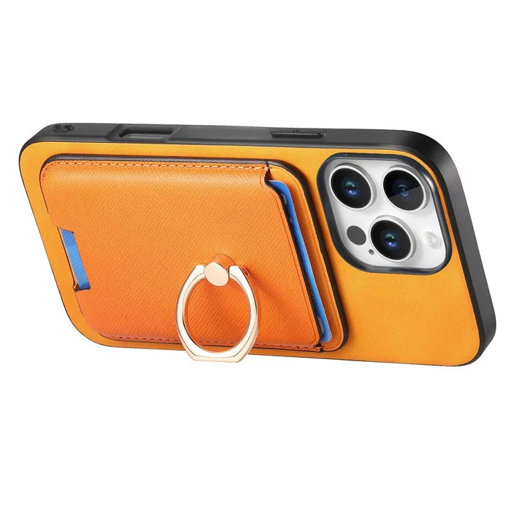 For iPhone 16 Pro Max Magnetic Case Leather+TPU Phone Cover Detachable Card Bag