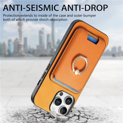 For iPhone 16 Pro Max Magnetic Case Leather+TPU Phone Cover Detachable Card Bag