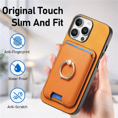 For iPhone 16 Pro Max Magnetic Case Leather+TPU Phone Cover Detachable Card Bag