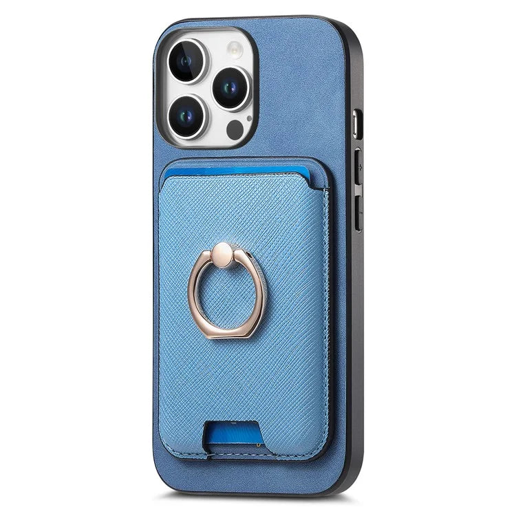 For iPhone 16 Pro Max Magnetic Case Leather+TPU Phone Cover Detachable Card Bag