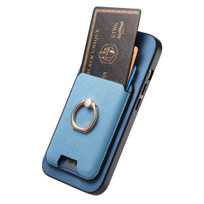 For iPhone 16 Pro Max Magnetic Case Leather+TPU Phone Cover Detachable Card Bag