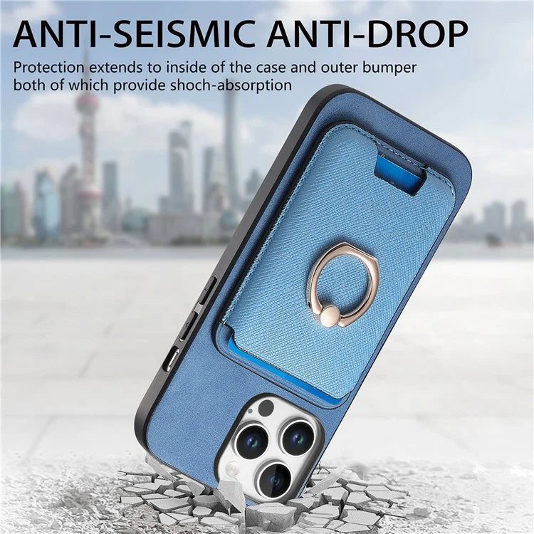 For iPhone 16 Pro Max Magnetic Case Leather+TPU Phone Cover Detachable Card Bag